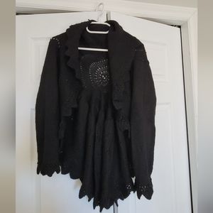 Hand Knit Black Shawl